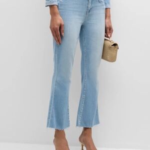 L'Agence - Kendra High-Rise Crop Flare Jeans with Raw Hem, Color: "Olympia"
